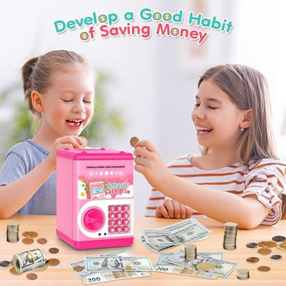 LJZJ interactive kids safe coin safe box battery compartment located on the bottom base