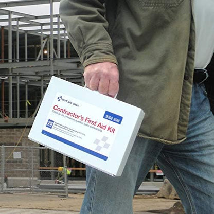 First Aid Only job site safety kit mounted on a wall for easy access