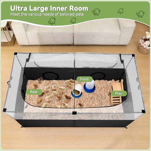 Pawaboo Small Animal Playpen, Foldable Pet Playpen Cage Tent for Puppy Kitten Guinea Pig Rabbit Chicken Hamster Indoor Outdoor Use, Pet Fence with Breathable Mesh Wall and Bottom, Black - Image 3