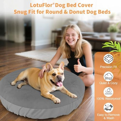 LotuFlor gray pet furniture cover being removed for machine washing.
