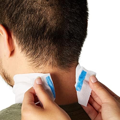 White paper neck wrap strip demonstrating flexible stretch for universal sizing