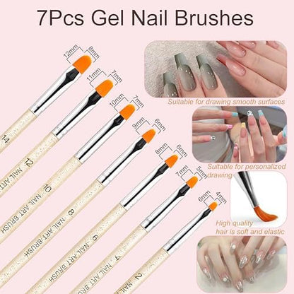 Close up of nail art design brushes and liner pens