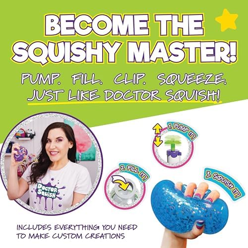 Doctor Squish Squishy Maker Station contents laid out showing ink bottles and clear balloons