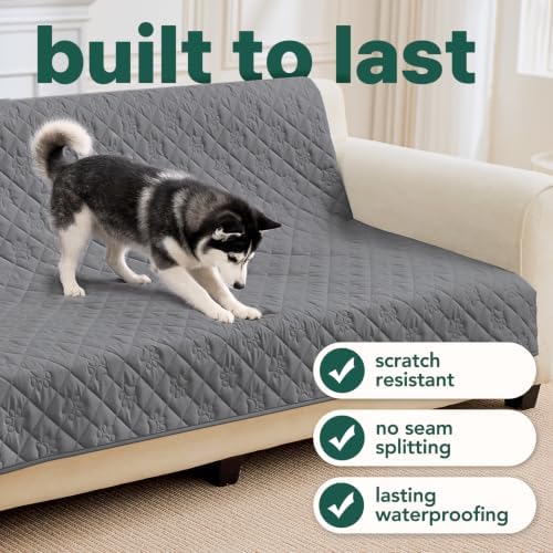 PAWFINITY 30x70 inches grey furniture pad spread across a luxury bed