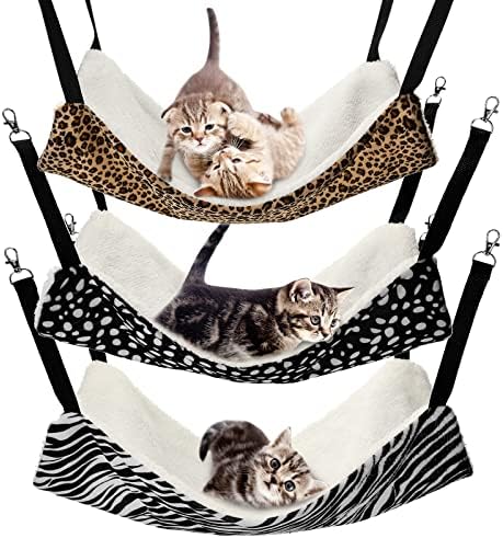 BBTO 3 Pcs Reversible Pet Hammock Soft Plush Cat Hanging Hammock Guinea Pig Bed Rat Cage Accessories for Puppy Dog Piggy Kitten Ferret Rabbit Other Small Animals(Dot) - Image 2
