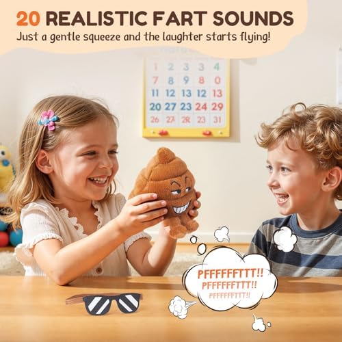 SnugBibble novelty poop stuffed animal with detachable sunglasses removed.