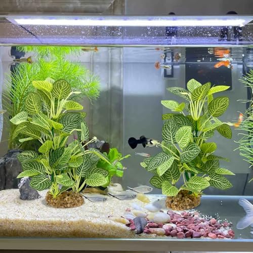 Soft and fish-safe silk foliage details of TYZEMKO aquarium decorations.