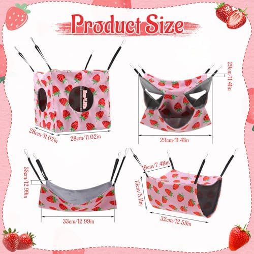 Cozy pink hanging square nest for guinea pigs and rats close up view