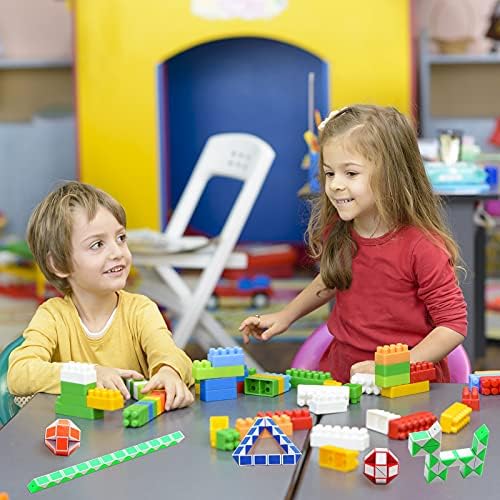 Collection of random color toy blocks arranged as children party bag fillers