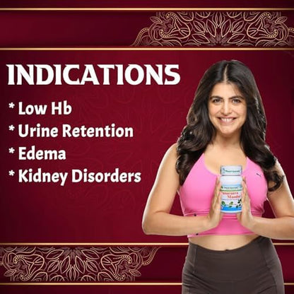 Side label view of Planet Ayurveda Punarnava Mandur tablets highlighting traditional weight management and detox benefits