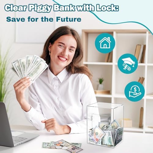 Clear visual scale demonstration of the large storage capacity inside the break resistant money box.