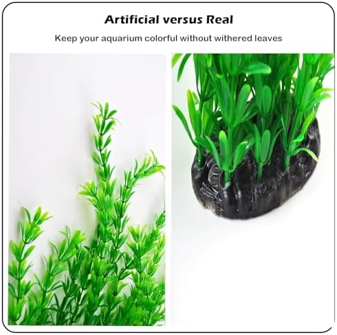 Two pieces of realistic tall plastic water plants for large aquarium setups