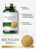 Close-up of Carlyle bee propolis and royal jelly supplement caplets