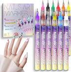 Top view of Dujuanus nail art graffiti pens arranged in a row