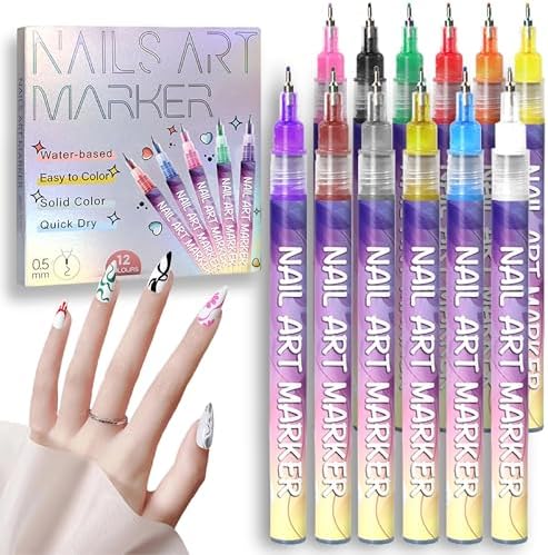 Top view of Dujuanus nail art graffiti pens arranged in a row