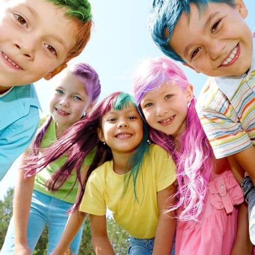 Models demonstrating vibrant hair chalk colors for parties