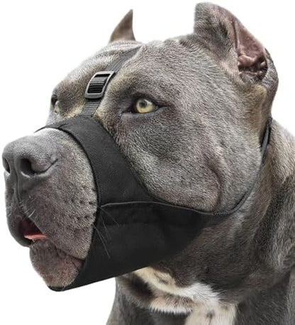 Side profile of Mayerzon dog muzzle showing anti-slip strap