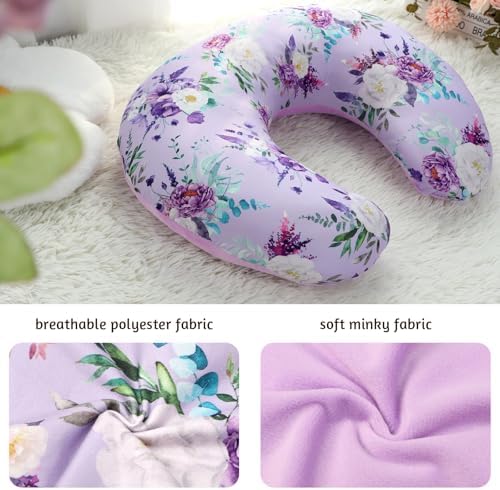 Caruili nursing pillow cover reversible lavender side