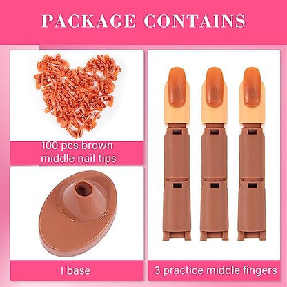 Three piece practice finger set with acrylic base
