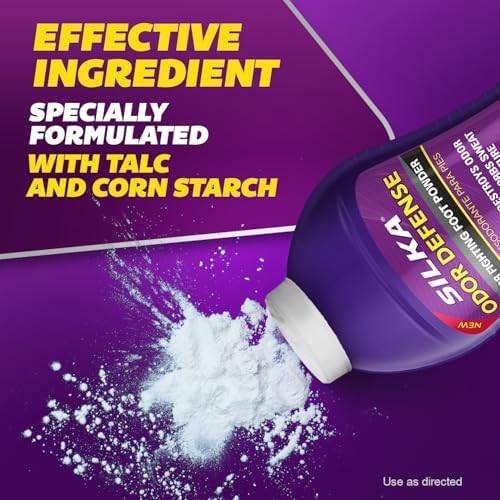 Silka imported foot powder for moisture and odor control.
