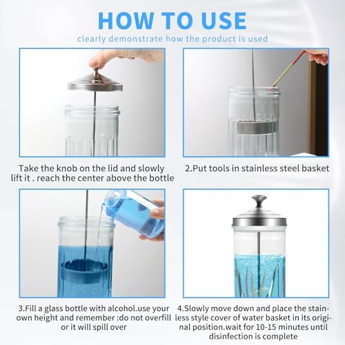 Close up of removable strainer tray for salon disinfectant container