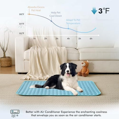 Machine washable chemical free cooling mat folded compactly for travel