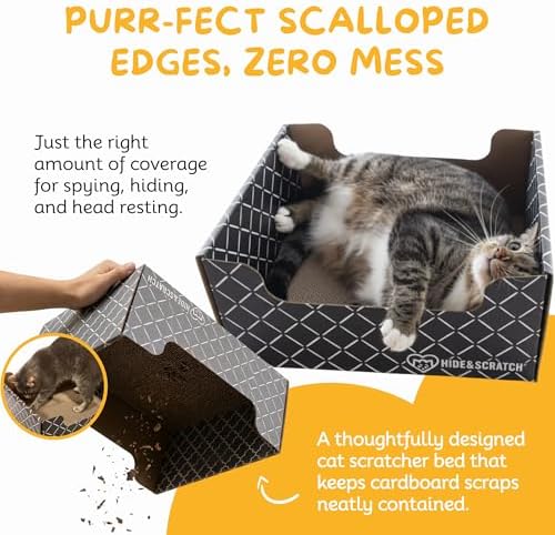 Hide and Scratch non toxic eco friendly cat scratcher house showing scalloped edges