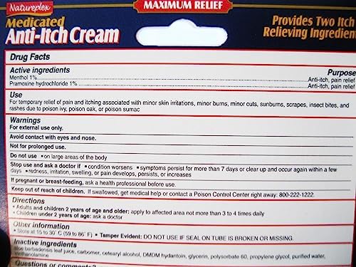 Non greasy medicated anti itch formula showing directions and warning labels on tube