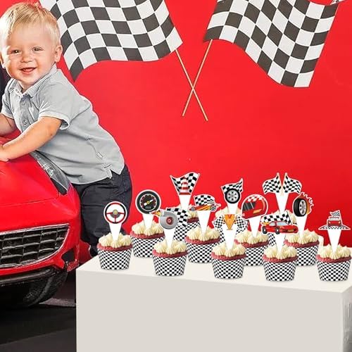 Back side view of Hxezoc race car party decoration packaging