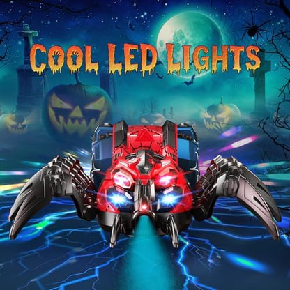 Robot spider spraying mist from fangs