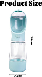 LERAO travel dog bowl and water flask combination unit standing upright on a park bench