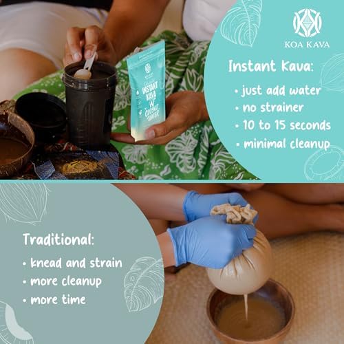 Koa Kava non micronized fiji kava root blend with coconut water display