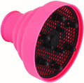 WENHUAZAI universal collapsible hair diffuser attachment front view showing rose red silicone bowl for curly hair styling