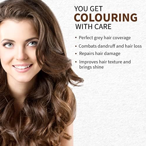 Side view of Indus Valley 100 grams natural henna hair color package detailing product benefits.
