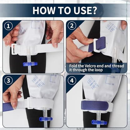 View of non-slip silicone grips on Sivya urinary bag straps.