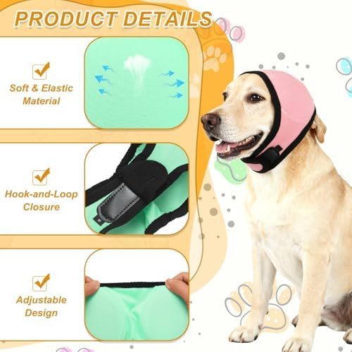 Side profile of pet wearing Petaxcell calming ear wrap