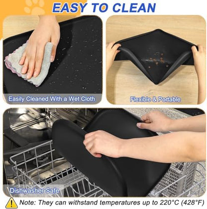 Smilool black pet bowl mat dishwasher safe