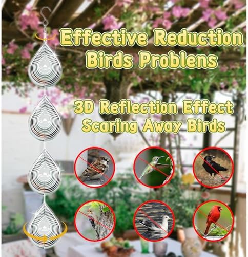 Kexsscai bird repellent wind spinners hanging in a garden
