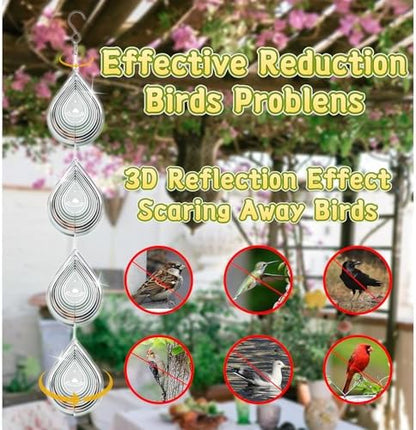 Kexsscai bird repellent wind spinners hanging in a garden
