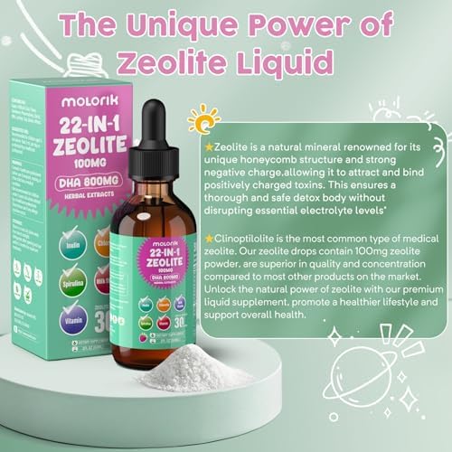 Dropper bottle of Molorik Pure berry flavor zeolite drops for kids and adults