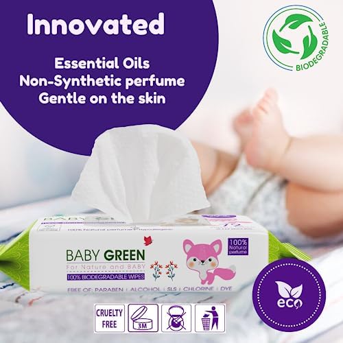 Eco friendly compostable baby wipes with essential oils value pack