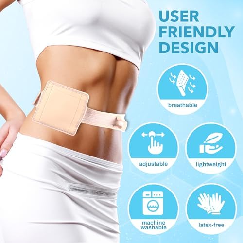 JJ Care PEG tube holder lying flat to illustrate its discreet low-profile design under apparel.
