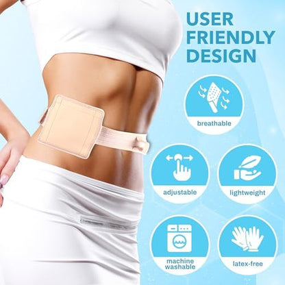 JJ Care PEG tube holder lying flat to illustrate its discreet low-profile design under apparel.