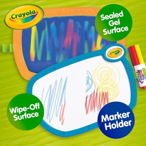 Toddler using the Crayola double-sided drawing tablet