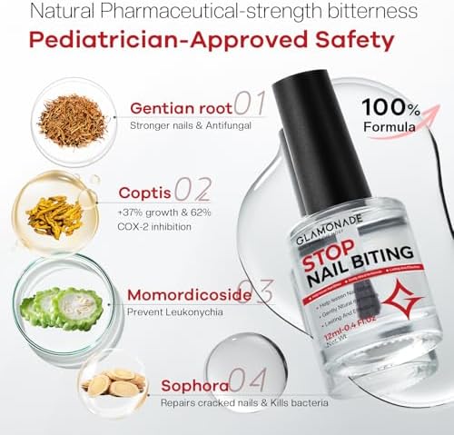 Child safe onychophagy relief solution bottle with brush applicator