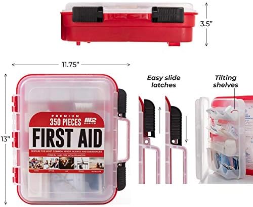 Close up of bandages and antiseptic supplies inside M2 BASICS kit