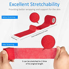 Six pack of red 2 inch elastic vet tape for dogs and cats.