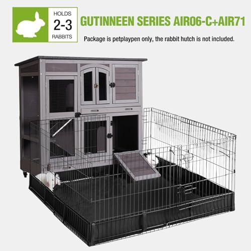 GUTINNEEN Rabbit Hutch Mobile Bunny Cage with Large Wheels, Chewproof Ramp, Leak Proof Trays - Ideal Cage for Rabbits, Guinea Pigs, Indoor/Outdoor Use, 44" L x 20" W x 41.5" H - Image 7