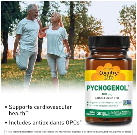 Country Life French maritime pine bark extract capsules for cardiovascular health and circulation support.