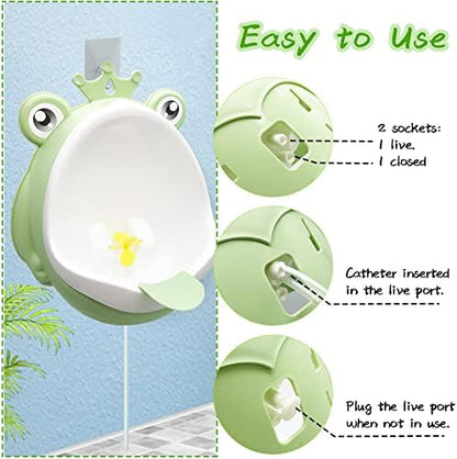 Xeehwb frog urinal showing splash guard feature for boys potty training
